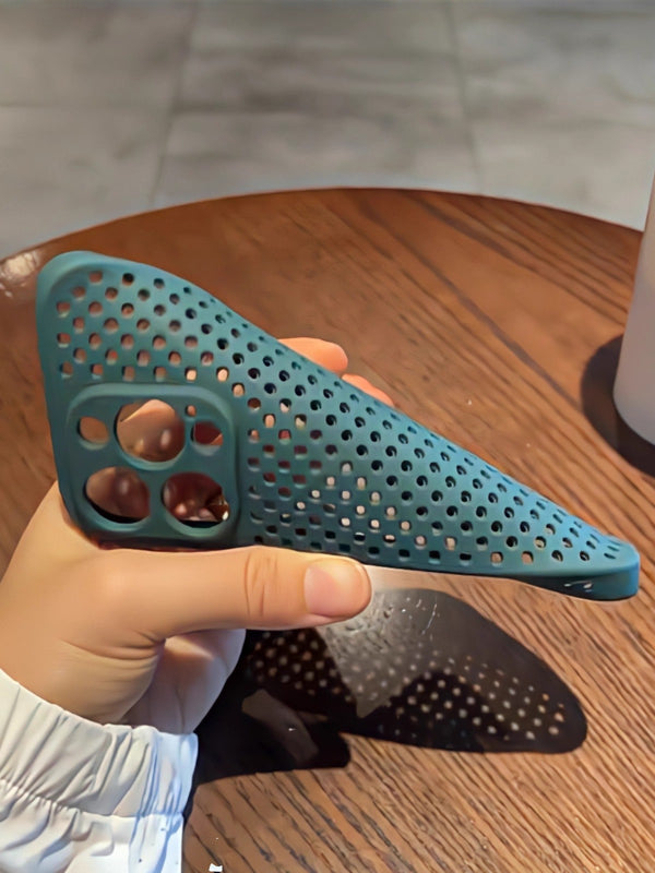 iPhone コントラストカラー ソフトシェル 落下防止 フルカバー つや消し保護シェル シリコン ミニ 中空グリッド