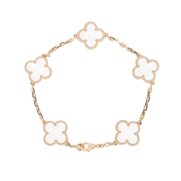 ˇFashion StreetˇCLOVER 5 MOTIF ROCK CRYSTAL BRACELET