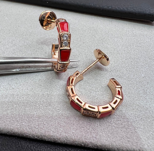 ˇFashion StreetˇSERPENTI CARNELIAN PINK GOLD EARRINGS