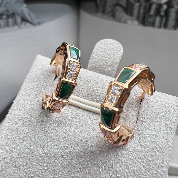 ˇFashion StreetˇSERPENTI MALACHITE PINK GOLD EARRINGS