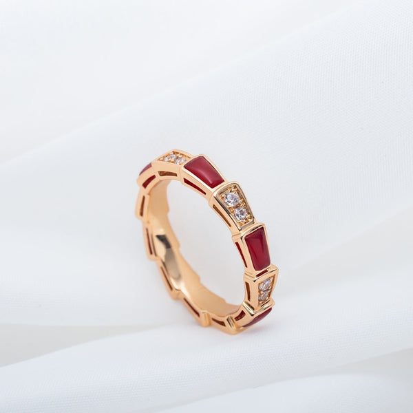 ˇFashion StreetˇSERPENTI RING PINK GOLD CARNELIAN DIAMOND 3MM