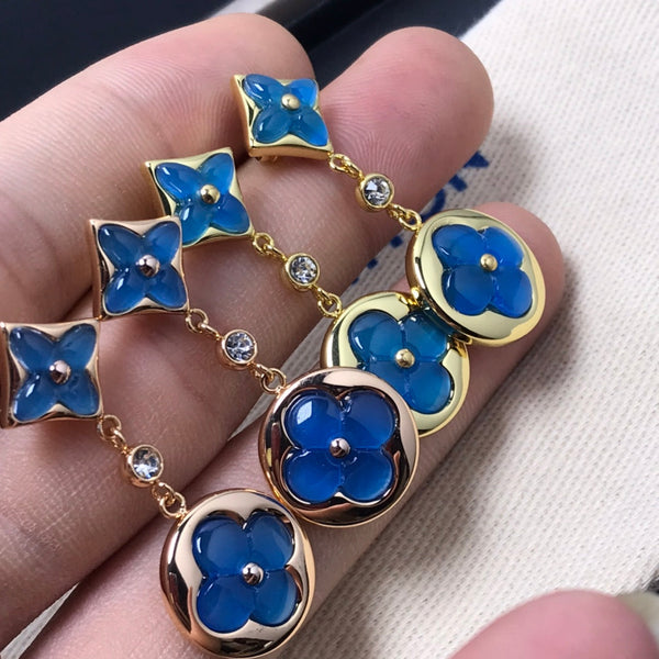 ˇFashion StreetˇSTAR AND SUN AGATE DIAMOND EARRINGS