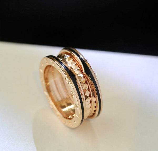 ˇFashion StreetˇZERO 1 PINK GOLD BLACK CERAMIC RING