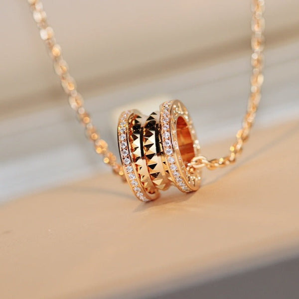 ˇFashion StreetˇZERO 1 ROCK PEDANT PINK GOLD NECKLACE