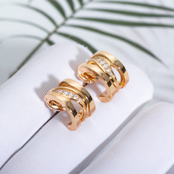 ˇFashion StreetˇZERO 1 PINK GOLD DIAMONDS EARRINGS