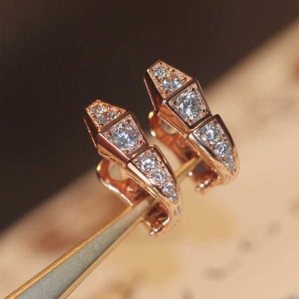 ˇFashion StreetˇSERPENT PINK GOLD DIAMOND EARRINGS