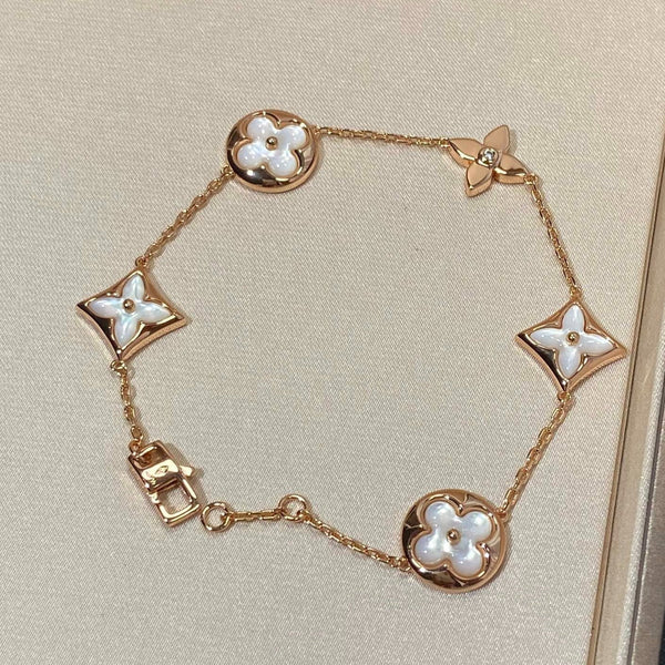 ˇFashion StreetˇSTAR AND SUN 5 MOTIF MOP PINK GOLD BRACELET