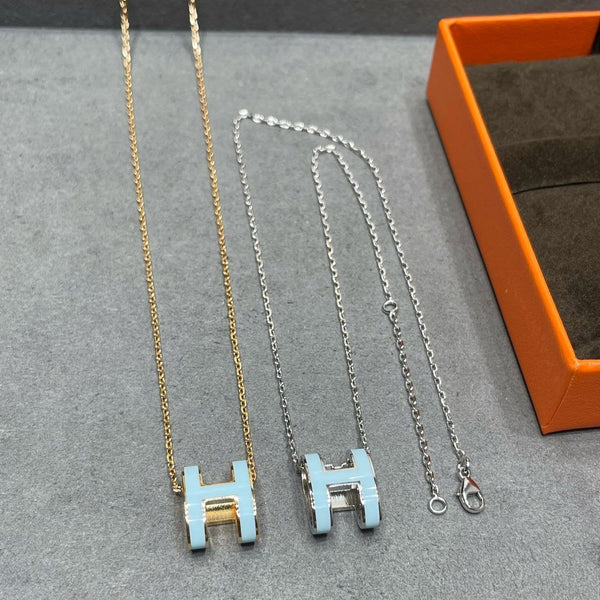 ˇFashion StreetˇPOP H SKY BLUE NECKLACE