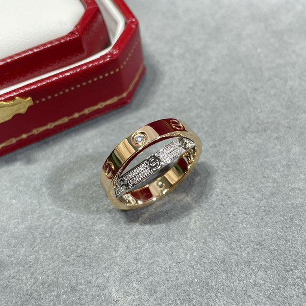 ˇFashion StreetˇLOVE PINK GOLD SILVER DIAMOND DOUBLE RING