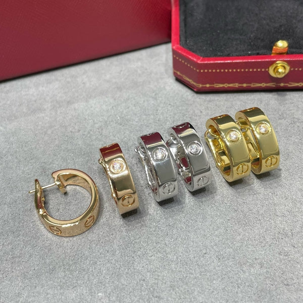 ˇFashion StreetˇLOVE 5.5MM 1 DIAMOND EARRINGS