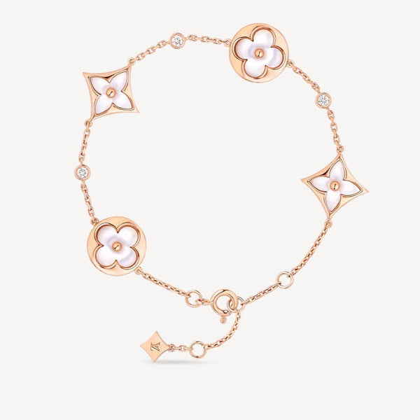 ˇFashion StreetˇSTAR AND SUN 4 MOTIF WHITE MOP PINK GOLD BRACELET