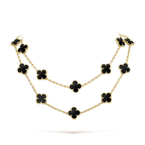 ˇFashion StreetˇCLOVER 20 MOTIFS ONYX NECKLACE