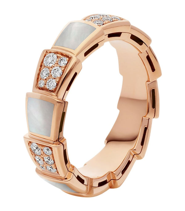 ˇFashion StreetˇSERPENTI RING PINK GOLD MOP DIAMOND PAVED 4MM