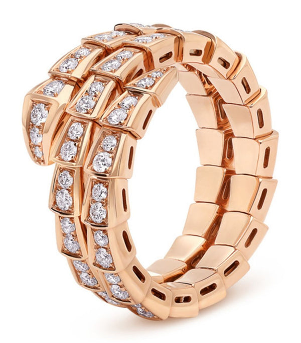 ˇFashion StreetˇSERPENTI RING PINK GOLD DIAMOND DOUBLE ROW