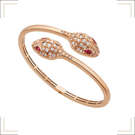 ˇFashion StreetˇSERPENTI BRACELET PINK GOLD DIAMOND DOUBLE SNAKE