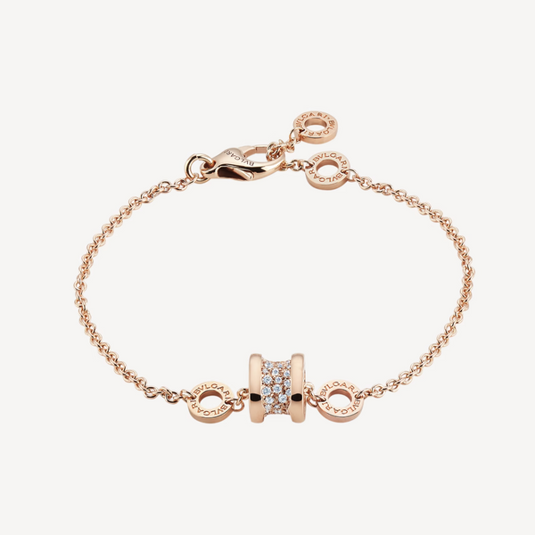 ˇFashion StreetˇZERO 1 SOFT PINK GOLD WITH PAVED DIAMONDS ON THE SPIRAL BRACELET