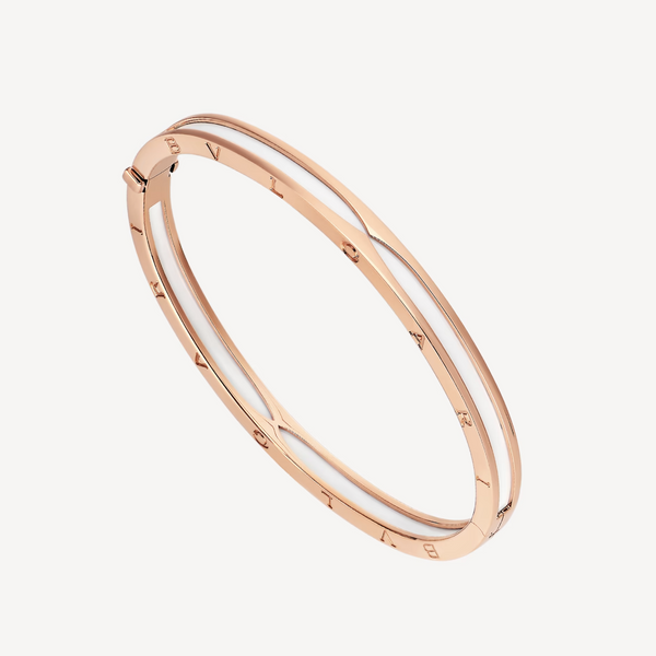 ˇFashion StreetˇZERO 1 PINK GOLD WITH WHITE CERAMIC BRACELET