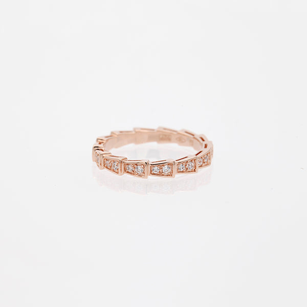 ˇFashion StreetˇSERPENTI RING PINK GOLD DIAMOND PAVED 3MM