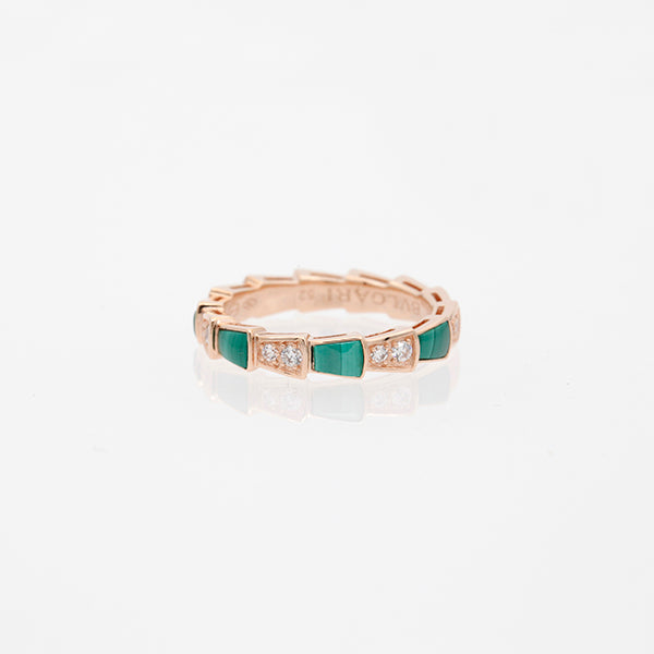 ˇFashion StreetˇSERPENTI RING PINK GOLD MALACHITE DIAMOND 3MM