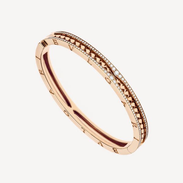 ˇFashion StreetˇZERO 1 SPIRAL AND PAVED DIAMOND PINK GOLD BRACELET
