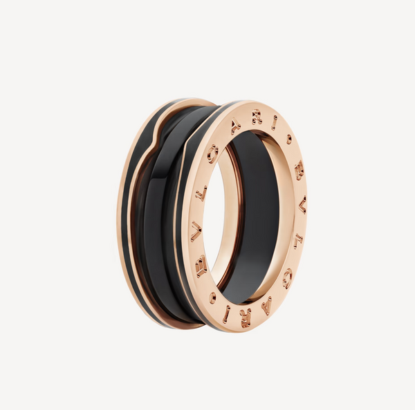 ˇFashion StreetˇZERO 1 TWO-BAND WITH MATTE BLACK CERAMIC PINK GOLD RING