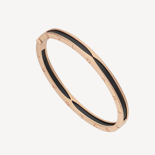 ˇFashion StreetˇZERO 1 PINK GOLD WITH BLACK CERAMIC BRACELET