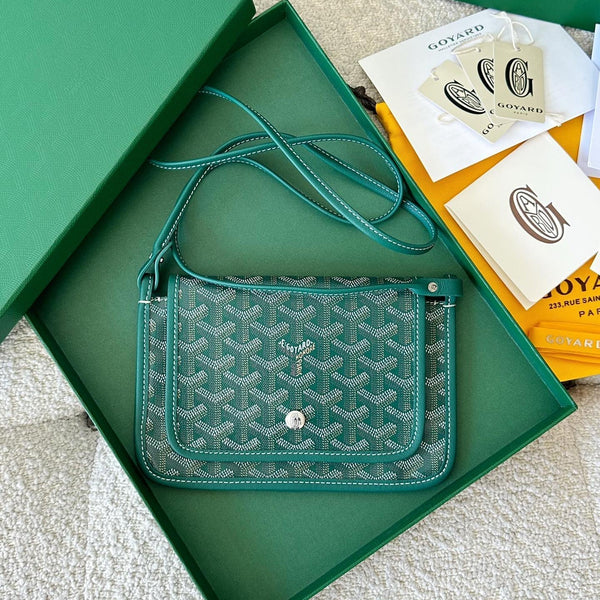 PLUMET POCKET WALLET 20 IN GREEN GOYARDINE CANVAS AND LAMBSKIN TRIM