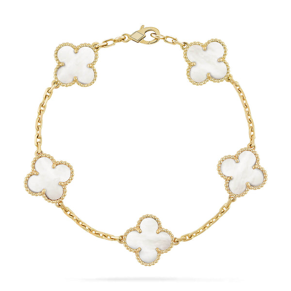 ˇFashion StreetˇCLOVER  5 MOTIF WHITE MOP BRACELET