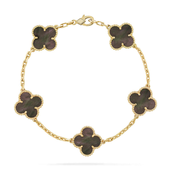 ˇFashion StreetˇCLOVER 5 MOTIF GRAY MOP  BRACELET