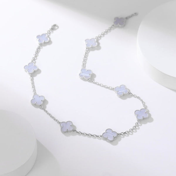 ˇFashion StreetˇCLOVER 10 MOTIFS PURPLE CHALCEDONY NECKLACE