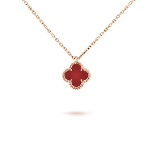 ˇFashion StreetˇCLOVER MINI 9.5MM WHITE CARNELIANS NECKLACE