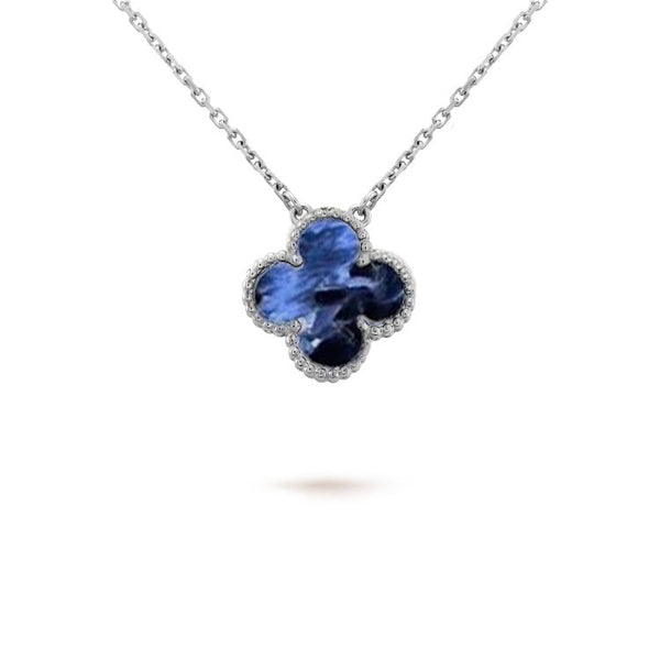 ˇFashion StreetˇCLOVER 15MM PIETERSITE NECKLACE SILVER