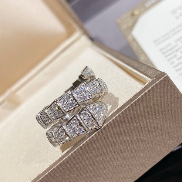ˇFashion StreetˇSERPENTI DOUBLE RING SILVER DIAMOND PAVED