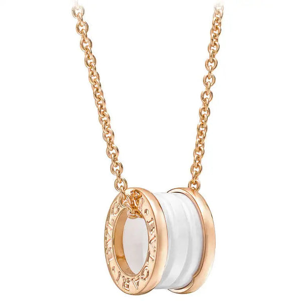 ˇFashion StreetˇZERO 1 WHITE CERAMIC PINK GOLD DIAMOND NECKLACE