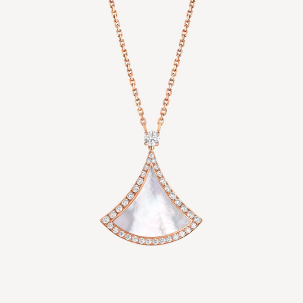 ˇFashion StreetˇDREAM MOP DIAMOND PAVED PINK GOLD NECKLACE