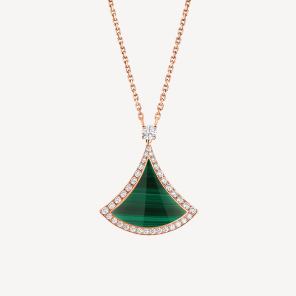 ˇFashion StreetˇDREAM MALACHITE DIAMOND PAVED PINK GOLD NECKLACE