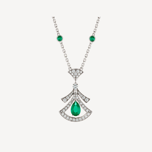 ˇFashion StreetˇDREAM NECKLACE MALACHITE DIAMOND SILVER