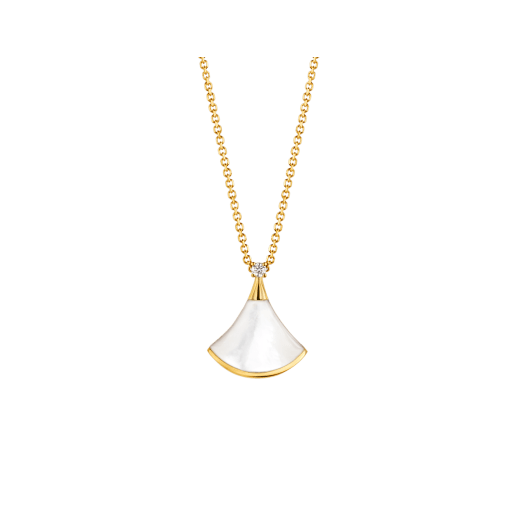 ˇFashion StreetˇDREAM NECKLACE WHITE MOP GOLD 1 DIAMOND