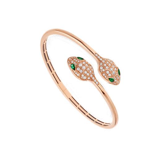 ˇFashion StreetˇSERPENTI BRACELET PINK GOLD MALACHITE DIAMOND DOUBLE SNAKE