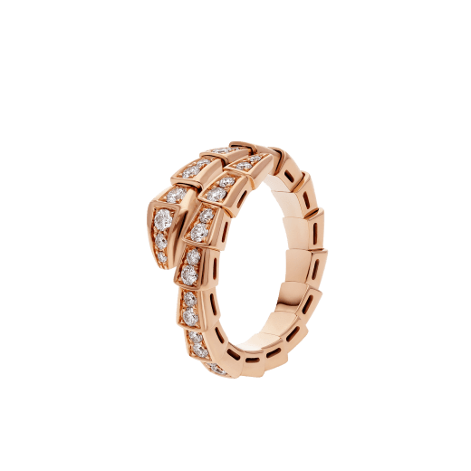 ˇFashion StreetˇSERPENTI RING PINK GOLD DIAMOND PAVED 4MM