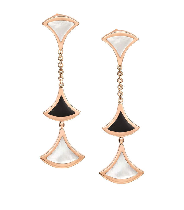 ˇFashion StreetˇDREAM EARRINGS 3 MOTIFS ONYX MOP PINK GOLD