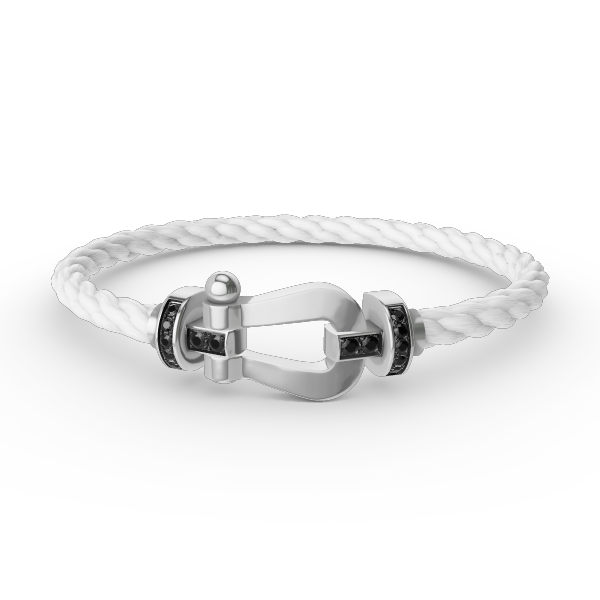 ˇFashion StreetˇFORCE LARGE HORSESHOE BLACK DIAMOND BRACELET SILVER