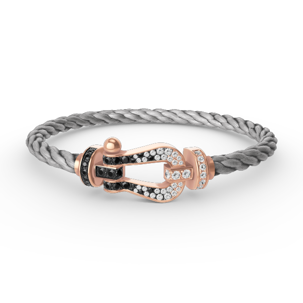 ˇFashion StreetˇFORCE LARGE HORSESHOE BLACK WHITE DIAMOND BRACELET ROSE GOLD