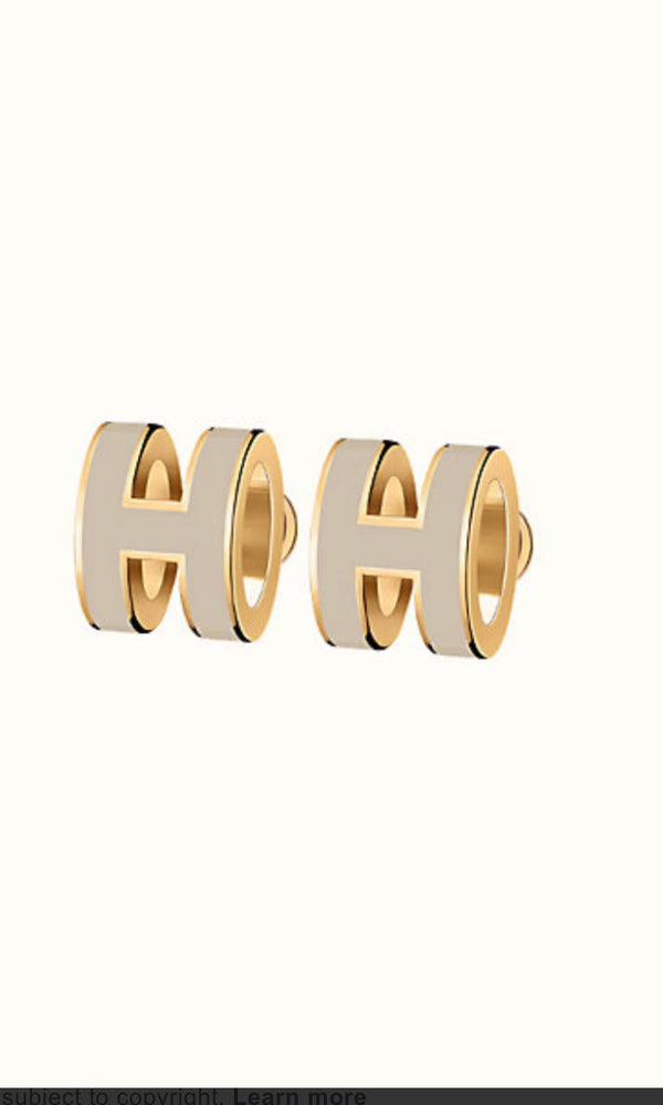 ˇFashion StreetˇMINI POP H GOLD EARRINGS GREY
