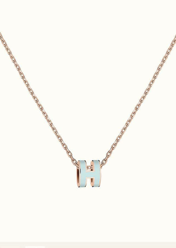 ˇFashion StreetˇPOP H LIGHT BLUE NECKLACE
