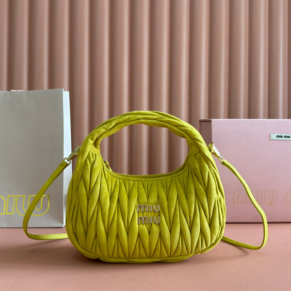 MM SUEDE HANDBAG 23 CHARTREUSE YELLOW