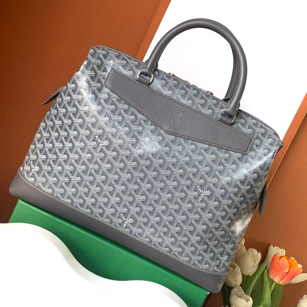 CISALPIN DOCUMENT CASE 39 IN GRAY GOYARDINE CANVAS AND CALFSKIN