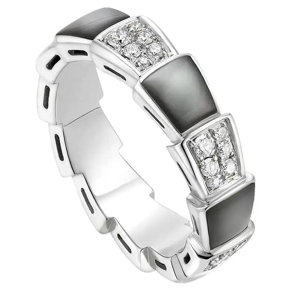 ˇFashion StreetˇSERPENTI RING SILVER DIAMOND BLACK MOP 4MM