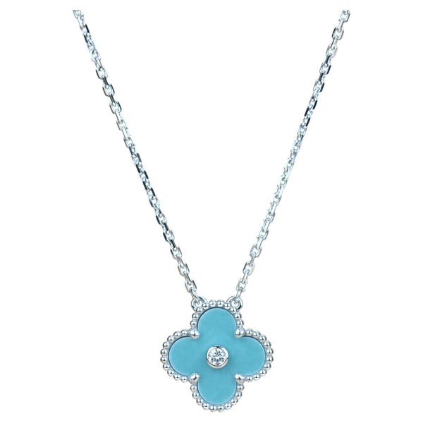 ˇFashion StreetˇCLOVER 15MM DIAMOND SVRES PORCELAIN  NECKLACE SILVER