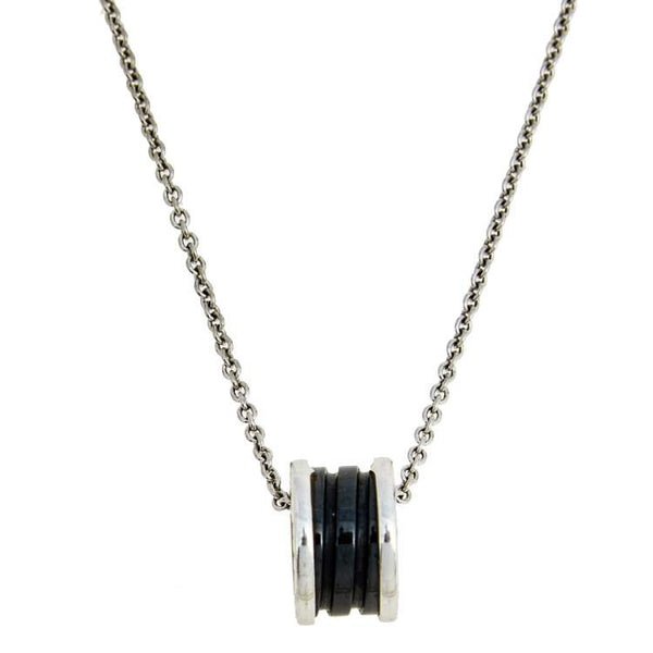 ˇFashion StreetˇZERO 1 BLACK CERAMIC SILVER NECKLACE